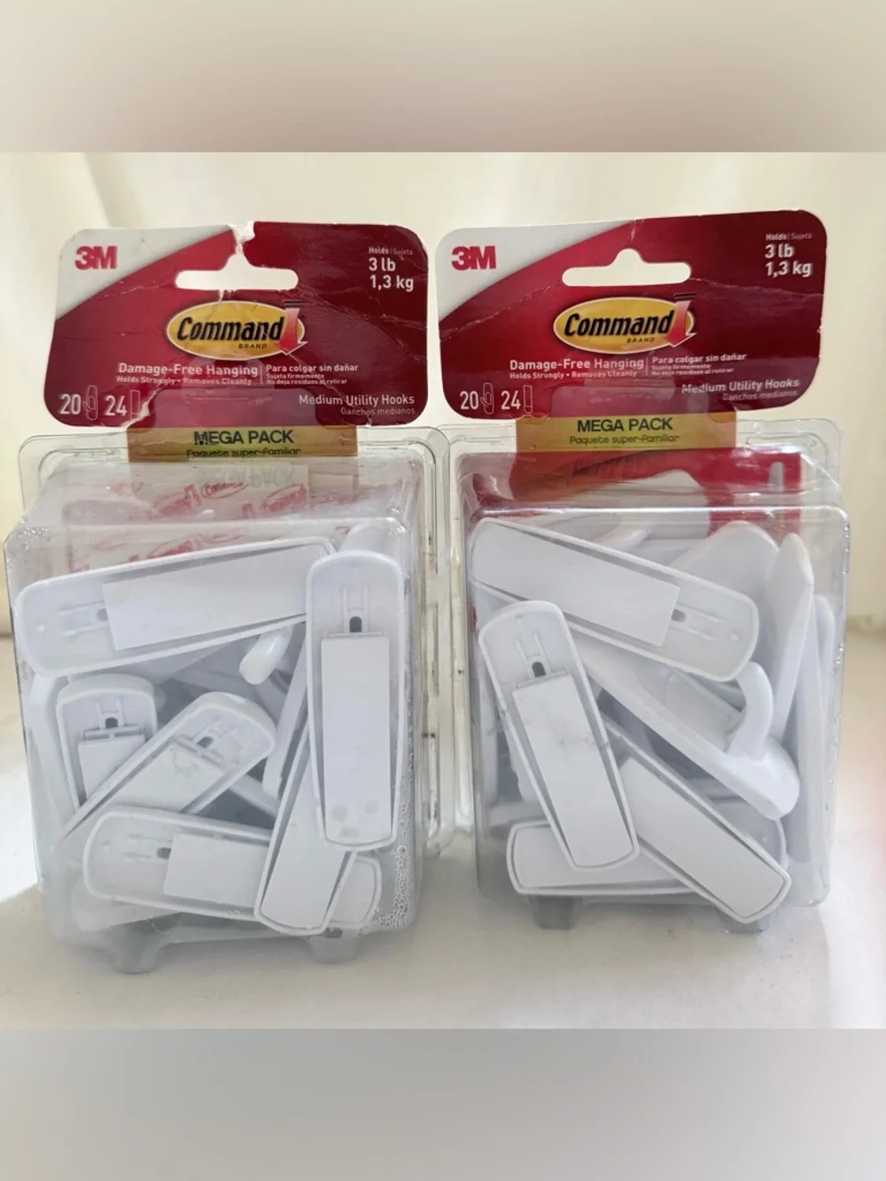 Commando White Medium Utility Hooks Mega Pack (2 Pack) Unopened